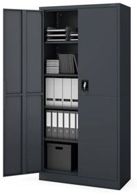 Fém iratszekrény JAN, 900 x 1850 x 400 mm, Smart: antracit