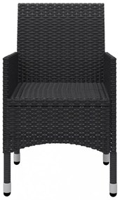3 részes fekete polyrattan és edzett üveg bisztrószett