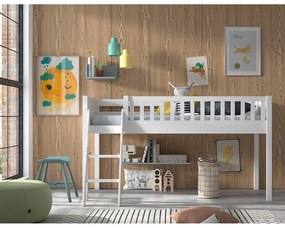 Fehér magasított borovi fenyő gyerekágy 90x200 cm SCOTT – Vipack