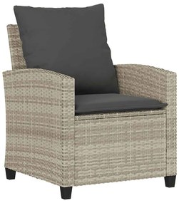 4 részes világosszürke polyrattan kerti ülőgarnitúra párnákkal