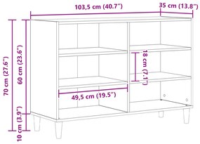Fekete tölgyfa oldalszekrény 103,5x35x70 cm Műszaki fa