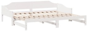fehér tömör fenyőfa kihúzható kanapéágy 90 x 200 cm