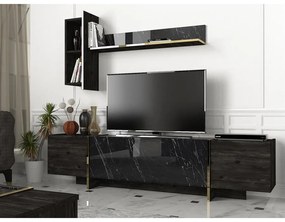 TV szekrény Veyron - Black, Gold