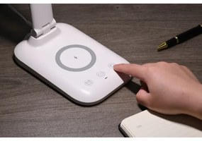 Immax 09107L - LUMI LED asztali lámpa, fényerőszabályozható, vezeték nélküli QI töltéssel, LED/7W/230V, fehér