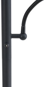 Klasszikus állólámpa fekete fekete árnyékolóval és olvasólámpával - Retro