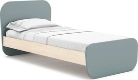 Szürkészöld gyerekágy ágyráccsal, borovi fenyő dekorral 90x190 cm Esteban – Marckeric