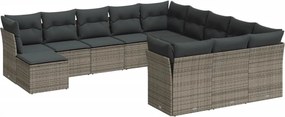 vidaXL 12 részes szürke polyrattan kerti ülőgarnitúra párnákkal