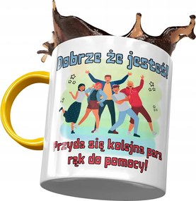 Sárga üdvözlő bögre Munkahelyi üdvözlő bögre fényképes nyomtatással