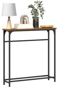 vidaXL Konzolasztal Régi Fa 75x19,5x75 cm Műgyanta és Acél