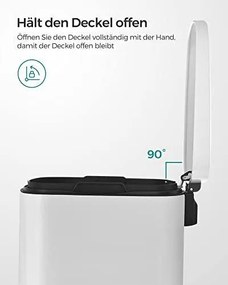 Konyhai pedálos kuka, 50l szemetes kuka puha záródással, fehér