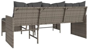 vidaXL L-alakú szürke polyrattan kerti kanapé asztallal és párnákkal