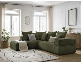 Zöld zsenília sarokkanapé (bal oldali-L alakú) Whesley – Bobochic Paris