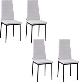 HOMCOM 4 db Vászon Kárpitozott Étkezőszék Modern Konyhai Szék Magas Háttámlával és Fém Lábbal 120 kg Teherbírás 41x50x97 cm Fehér | Aosom