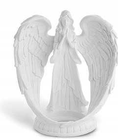 Gipsz gyertyatartó fehér lakkozott angyal nagy 21cm