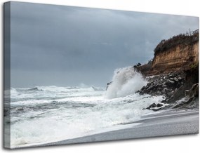 Vászonkép Természet Hullám Szikla Tengerpart 80x50 cm