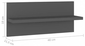 4 db szürke szerelt fa fali polc 40 x 11,5 x 18 cm
