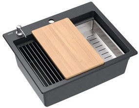 gránit mosogató KURT 110 WORKSTATION Black Dotted