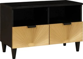 vidaXL TV szekrény fiókkal Fekete és Arany 70 x 33 x 46 cm Faanyag