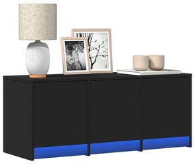 fekete szerelt fa TV-szekrény LED-ekkel 97 x 34 x 50 cm
