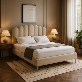 Bézs Bársony Franciaágy 160x200 GEMINI