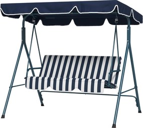 Outsunny Hollywood Hinta 3 Személyes Kerti Hinta Állítható Tetővel, Vízhatlan Hinta Pad 240 kg Terhelhetőséggel, Kerthez, Erkélyhez, Kék | Aosom