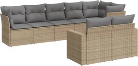 vidaXL 8 részes bézs polyrattan kerti ülőgarnitúra párnával