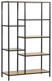 Fekete-natúr színű könyvespolc tölgyfa dekorral 80x146x35 cm Altino – Unique Furniture