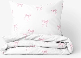 Goldea pamut ágyneműhuzat - rózsaszín masnik 140 x 200 és 70 x 90 cm
