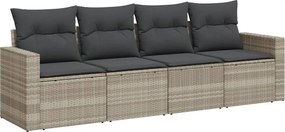 vidaXL 4 részes világosszürke polyrattan kerti ülőgarnitúra párnákkal