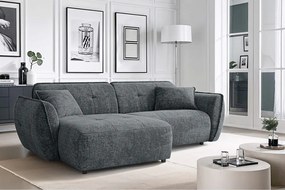 Sötétszürke zsenília sarokkanapé (bal oldali-heverő résszel) Nelia – Ropez