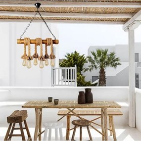 Brilagi - Csillár láncon KOS 6xE27/60W/230V bükkfa