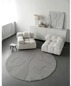 Szürke gyapjú kerek szőnyeg ø 200 cm Morphic Botanica – Agnella