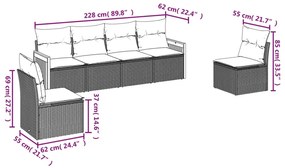 6 részes fekete polyrattan kerti ülőgarnitúra párnákkal