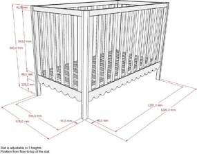 Bézs borovi fenyő babaágy állítható magassággal 60x120 cm Swingo – Vipack