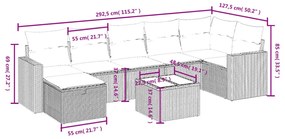 8 részes szürke polyrattan kerti ülőgarnitúra párnákkal