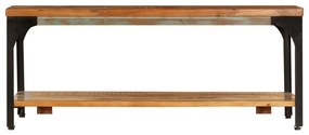 Tömör újrahasznosított fa dohányzóasztal polccal 100x60x35 cm
