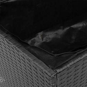 Fekete Polyrattan És Akácfa Kerti Tárolóláda 110 X 50 X 54 Cm
