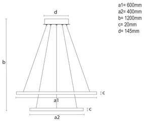 LED dimmelhető függeszték kábellel LED/55W/230V 3000-6500K átmérő 60 cm + távirányító
