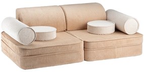 Világosbarna kordbársony gyerek kanapé 132 cm Settee – Wigiwama