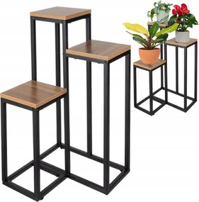 Álló virágágyás fém loft ipari virágtartó állvány 3 polc