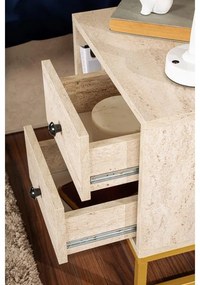 Éjjeliszekrény Glimmer - Travertine, Arany
