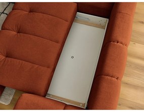 Téglavörös kinyitható-tárolóhelyes sarokkanapé (bal oldali-L alakú) Fuji – Bobochic Paris