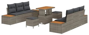 vidaXL Kerti Kanapé Szett 9 pcs Szürke polirattan