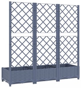 sötétszürke PP rácsos kerti ültetőláda 120 x 40 x 121,5 cm