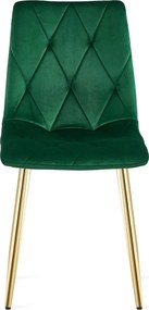 Zöld bársony étkezőszék LIBRA arany lábakkal