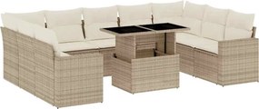vidaXL 10 részes bézs polyrattan kerti ülőgarnitúra párnával