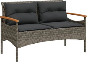 vidaXL szürke polyrattan kerti pad párnával 116 x 62,5 x 74