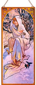 Alfons Mucha - Évszakok III. (Garnitúra) üvegkép, falikép
