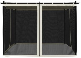 krémszínű acél pavilon hálós oldalakkal 3 x 3 m