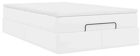Ottomán ágykeret matraccal Fehér 120x200cm műbőrrel